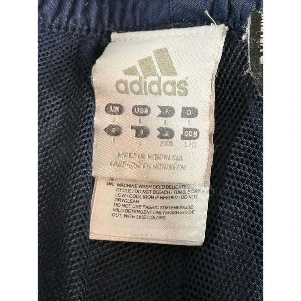 Y2k Adidas Track Pants Mens L Blue Climalite Stripes Elastic Waist Athletic